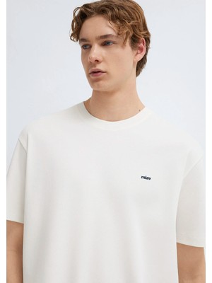 Mavi Miav Baskılı Ekru Tişört 0613568-70057