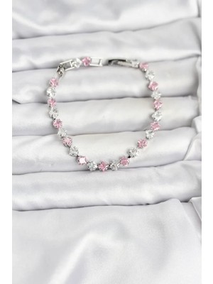 Vice Avm Kare Zirkon Taşlı Gümüş Renk Kadın Bileklik - TJ-BB8147103658 Tg-V