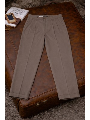 Damga Erkek Günlük Pamuklu Duble Paça Bol A.kahve Kumaş Pantolon
