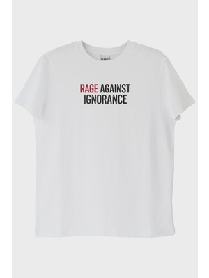 Nuugg Rage Against Ignorance Beyaz Tişört