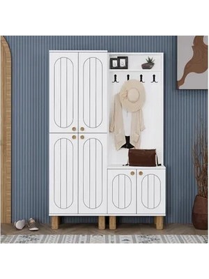 Vivense Güney Portmanto Vestiyer Ayakkabılık, Beyaz