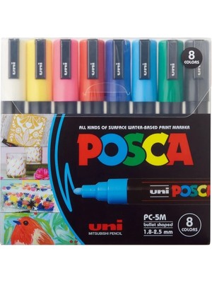Uni Posca Uni Poster Markörü Posca Set Pc-5m/8c Ana Renk 8 Li Karışık Tek Ebat