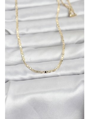 Vice Avm cm 14K Gold Renk Lazerli Yassı Model Zincirli 60 cm Kadın Kolye - TJ-BKO10966103578 Tg-V