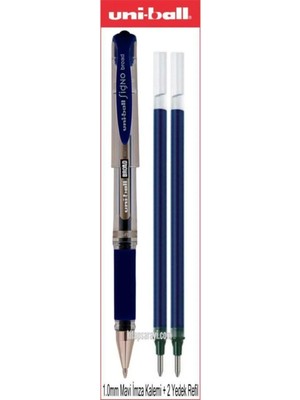 Uni-Ball Uniball Signo Broad 1.0 mm Mavi Imza Kalemi + 2 Yedek UM-153 Tek Ebat