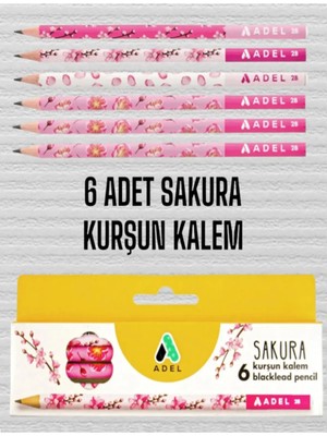 Adel 6 Adet Sakura Kurşun Kalem Çok Renkli Tek Ebat