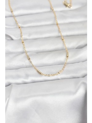 Vice Avm cm 14K Gold Renk Bar Zincir Model 60 cm Kadın Kolye - TJ-BKO10973103585 Tg-V
