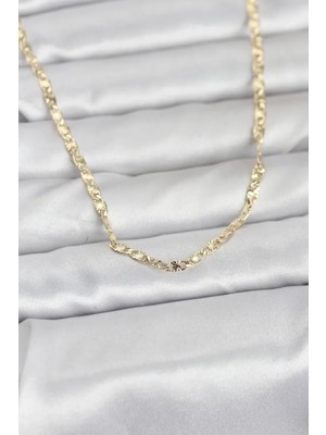 Vice Avm cm 14K Gold Renk Lazer Zincirli Model 60 cm Kadın Kolye - TJ-BKO10976103588 Tg-V