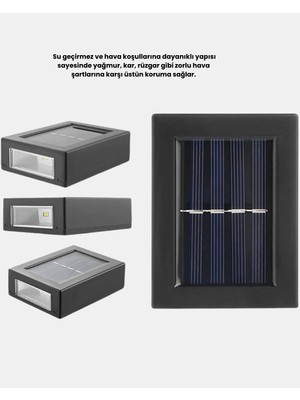 Flamex Solar Dış Mekan Aplik Su Geçirmez Dayanıklı LED Aydınlatmalı