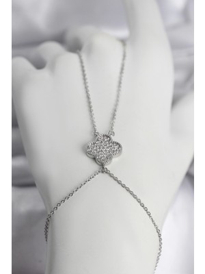 Dekofon Pirinç Gümüş Renk Yonca Model Kadın Şahmeran