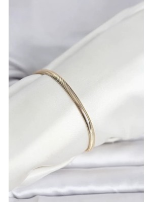 Vice Avm cm 14K Gold Renk Yassı Yılan Zincir Model Kadın Bileklik - TJ-BB8293103635 Tg-V