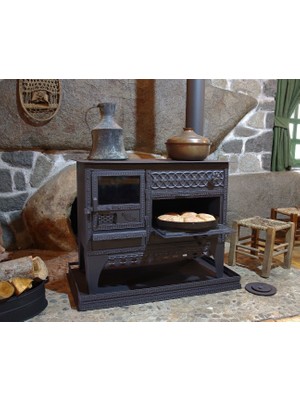 Kaan Kuzine Lüks Şömine Kuzine - Büyük Boy & El Yapımı - Odun Kömür Yakıtlı Soba