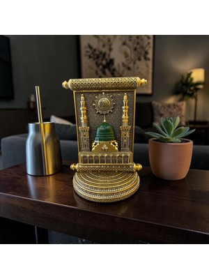 Sleep Nova Mescid-I Nebevi Tasarımlı Gold Parşömen Biblo – Lüks Islami Masa Dekoru