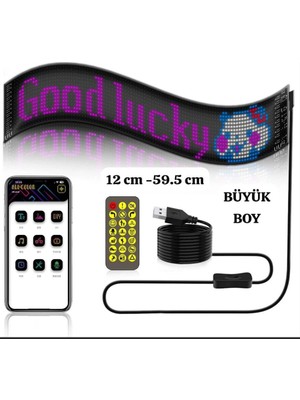 Senson LED Ekran Matrix Panel Cama Yapışan En Büyük Boy 16X96 LED Sayısı Araba Yazısı 12CM-59.5CM