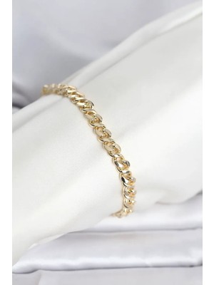 Vice Avm cm 14K Gold Renk Yassı Zincir Model Kadın Bileklik - TJ-BB8305103647 Tg-V