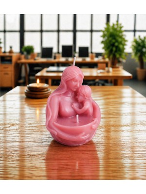 En Art Anne & Bebek Figürlü Dekoratif Mum | El Yapımı Zambak Kokulu Soya Parafin Mum | Hediye Mum