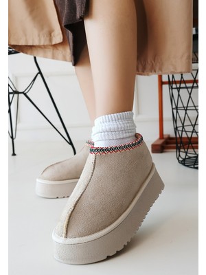 Beruflic Foyk Bej Süet Bot Luxury Shoes