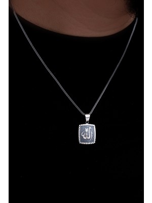 PremiumPort Gümüş Renkli Unisex Kalem Işçilikli Kolye ve Zincir