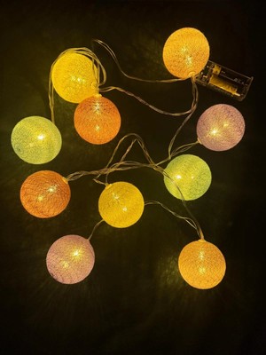 Senson 2m 10'lu Işıklı Renkli Top Dekoratif Süs Pilli MZ-312