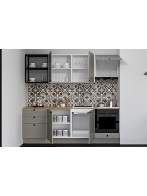 Fly Mobilya 240 cm Gri Membran Mutfak Ank.