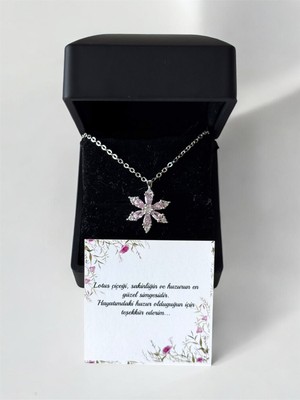 PremiumPort 316L Çelik Pembe Zirkon Manolya Çiçeği Kadın Kolye, Zarif ve Şık Takı