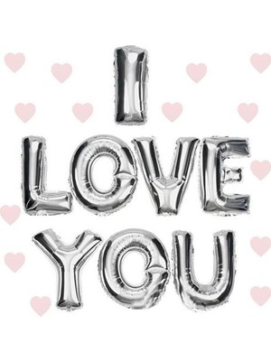 Senson I Love You Folyo Balon Gümüş Renk 35 cm