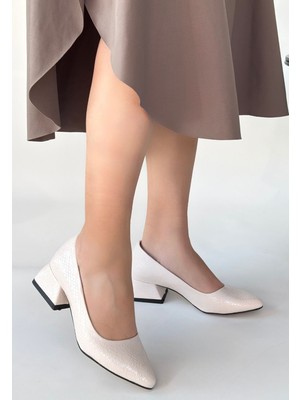 Beruflic Nitya Bej Baskılı Rugan Topuklu Ayakkabı Luxury Shoes