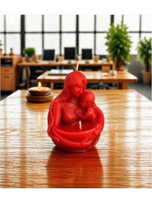 En Art Anne & Bebek Figürlü Dekoratif Mum | El Yapımı Zambak Kokulu Soya Parafin Mum | Hediye Mum