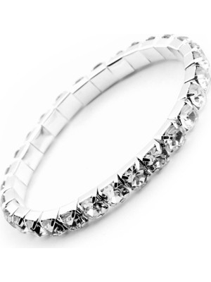 Lorivelle Kadın 316L Paslanmaz Çelik Su Yolu Bileklik Kristal Taşlı | Gümüş Renk Kararmaz Esnek Konfor Tasarım