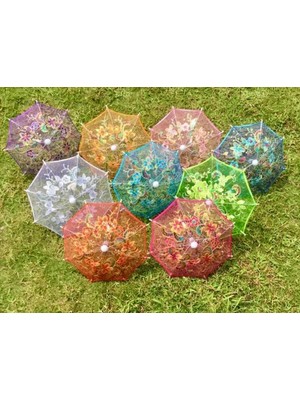 Senson Dantelli Ufak Dekorasyon Şemsiyesi 10'lu Paket