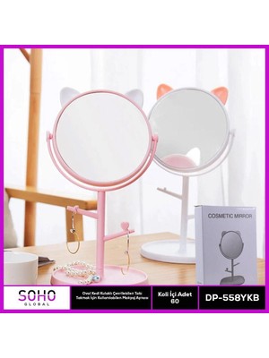 Senson Oval Kedi Kulaklı Takı Organizer Ayna