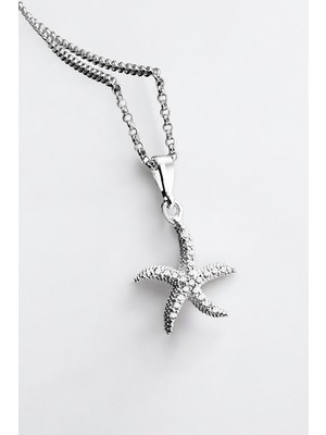 PremiumPort 925 Ayar Gümüş Deniz Yıldızı Model Zirkon Taşlı Kolye