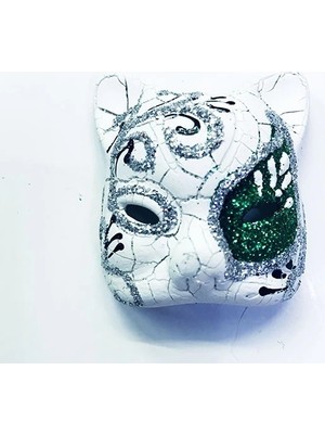 Senson Yeşil Renk Işlemeli Seramik Malzemeden Imal Venedik Kedi Model Magnet