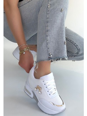 Beruflic Wody Beyaz Cilt Simli Bağcıklı Spor Ayakkabı Luxury Shoes