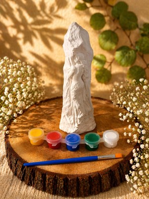 En Art Doğa Kadını Biblo Boyama Seti – 5 Renk Akrilik Boya ve Fırça Dahil | Dekoratif Kadın Figürü Dıy Hobi Seti (14 Cm)