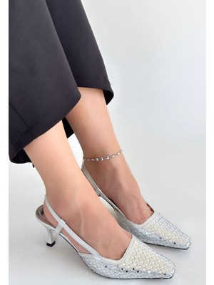Beruflic Sione Gümüş Cilt Topuklu Ayakkabı Luxury Shoes