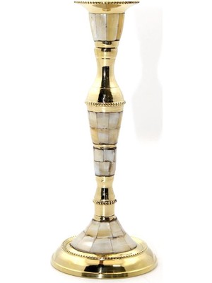 Senson Tekli Pirinç Sedefli Şamdan 6023