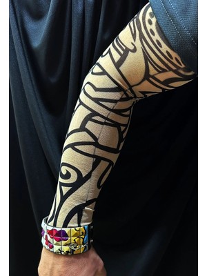 Senson Giyilebilir Kol Dövmesi Çorap Dövme 3D Baskılı Kol Bacak Dövme 2 Adet Model 12