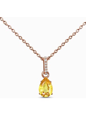 PremiumPort Mistik Topaz Taşlı 14K Rose Gold Kaplama Kadın Kolye, Şık ve Zarif Tasarım