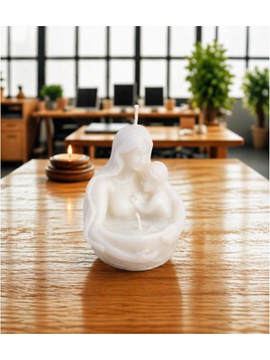 En Art Anne & Bebek Figürlü Dekoratif Mum | El Yapımı Zambak Kokulu Soya Parafin Mum | Hediye Mum