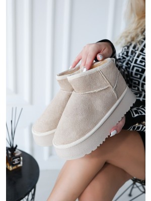 Beruflic Linne Bej Süet Bot Luxury Shoes