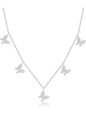 PremiumPort Şans ve Güzellik Temalı 925 Ayar Gümüş Kelebek Tasarımlı Kolye