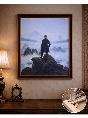 Caspar David Bulutların Üzerinde Yolculuk (1818) Çerçeveli Klasik Vintage Duvar Tablo