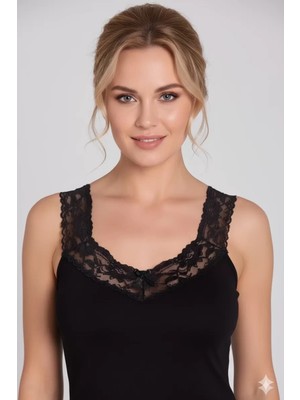 bebekokusu Şahinler Yaka ve Askıları Dantelli Ribana Atlet B605