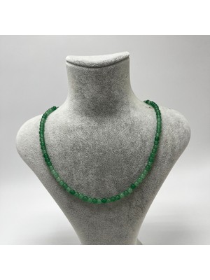 PremiumPort Doğal Aventurin 4mm 925 Ayar Gümüş Kolye ve Uzatma Zinciri