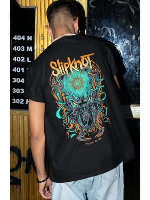 Sevbano Slipknot Rock Metal Müzik Grubu Sırt Baskılı Unisex Oversize Tişört