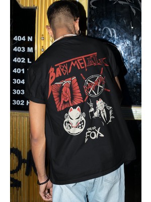 Sevbano Baby Metal Rock Metal Müzik Grubu Sırt Baskılı Unisex Oversize Tişört