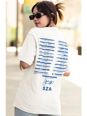Sevbano Sza Rapper Şarkıcı Sırt Baskılı Unisex Oversize Tişört