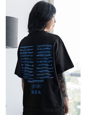 Sevbano Sza Rapper Şarkıcı Sırt Baskılı Unisex Oversize Tişört
