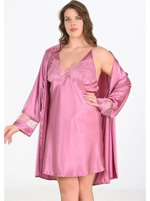 bebekokusu Büyük Beden 2li Gülkurusu Sabahlık Takımı Bigsize 6204