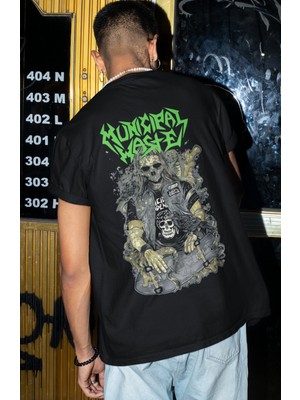 Sevbano Municipal Waste Rock Metal Müzik Grubu Sırt Baskılı Unisex Oversize Tişört